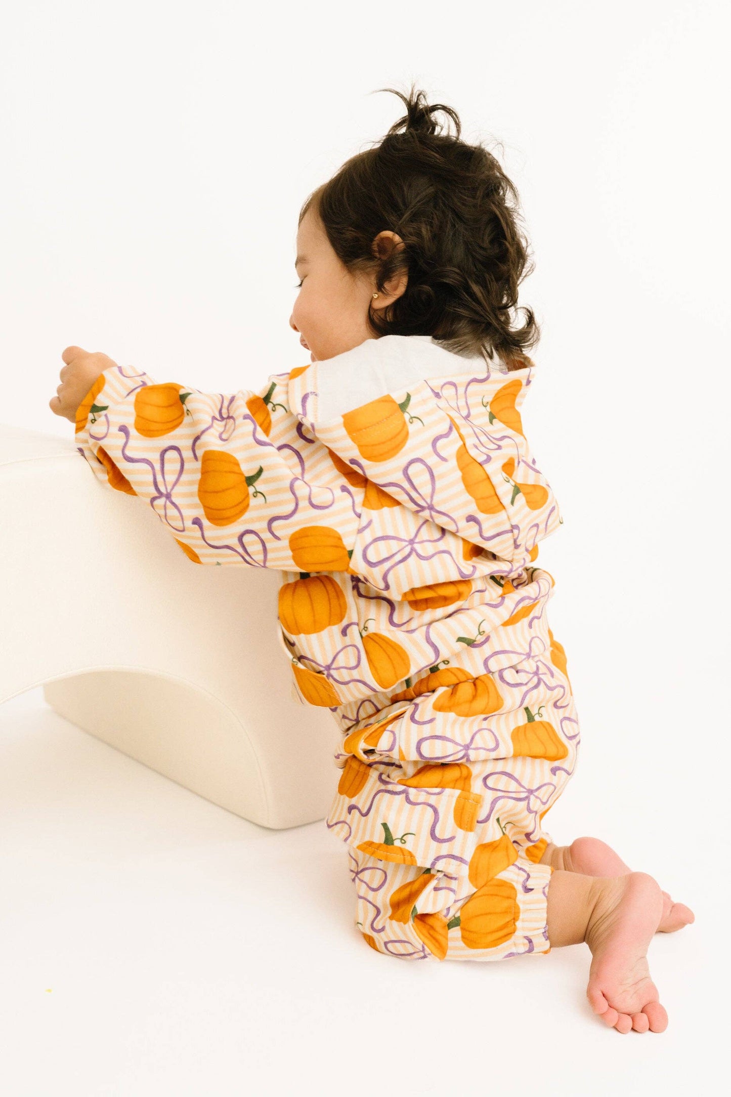 Little One Shop - Pumpkin & Bows Cargo Hoodie Set
