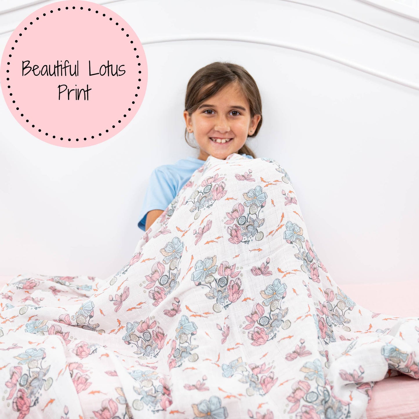 LollyBanks - Little Lotus Bloom Baby Muslin Swaddle Blanket