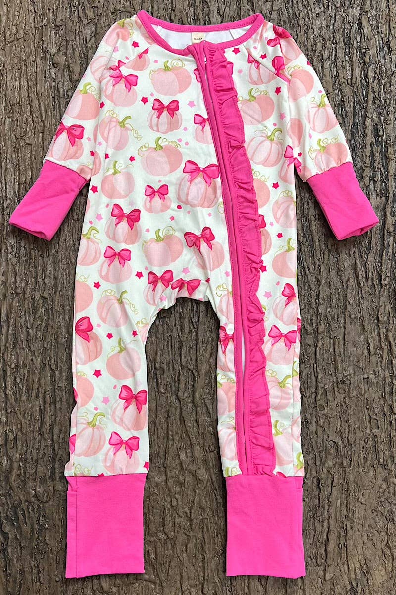 Kids Charm Online - Pumpkin printed girls baby romper. LR0505-23-AMY