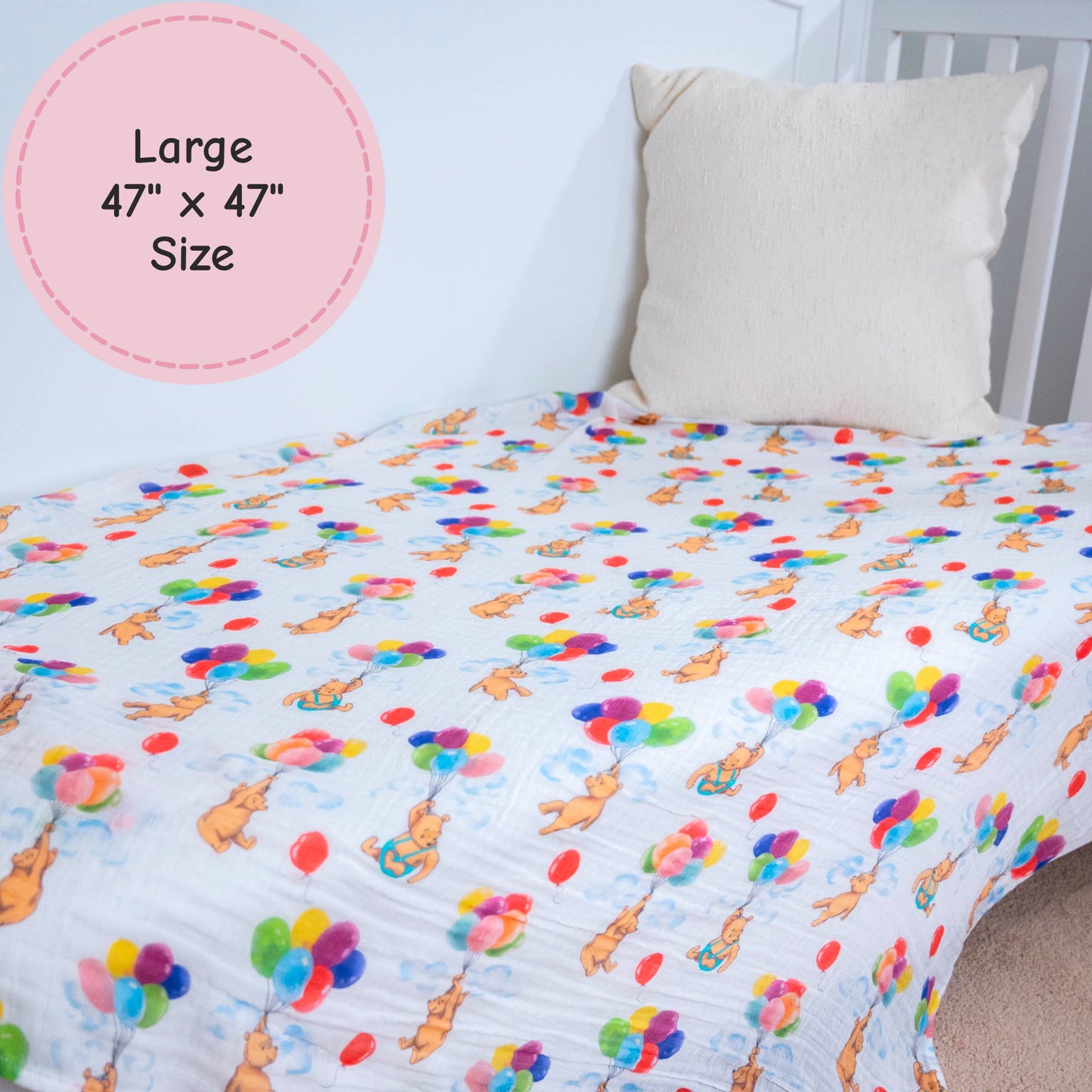 Up, Up & Bear! Baby Muslin Swaddle Blanket