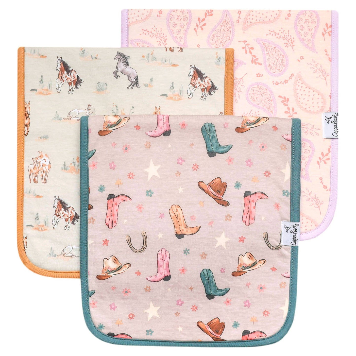 Copper Pearl - 3 Pack Premium Burp Cloths - Cheyenne