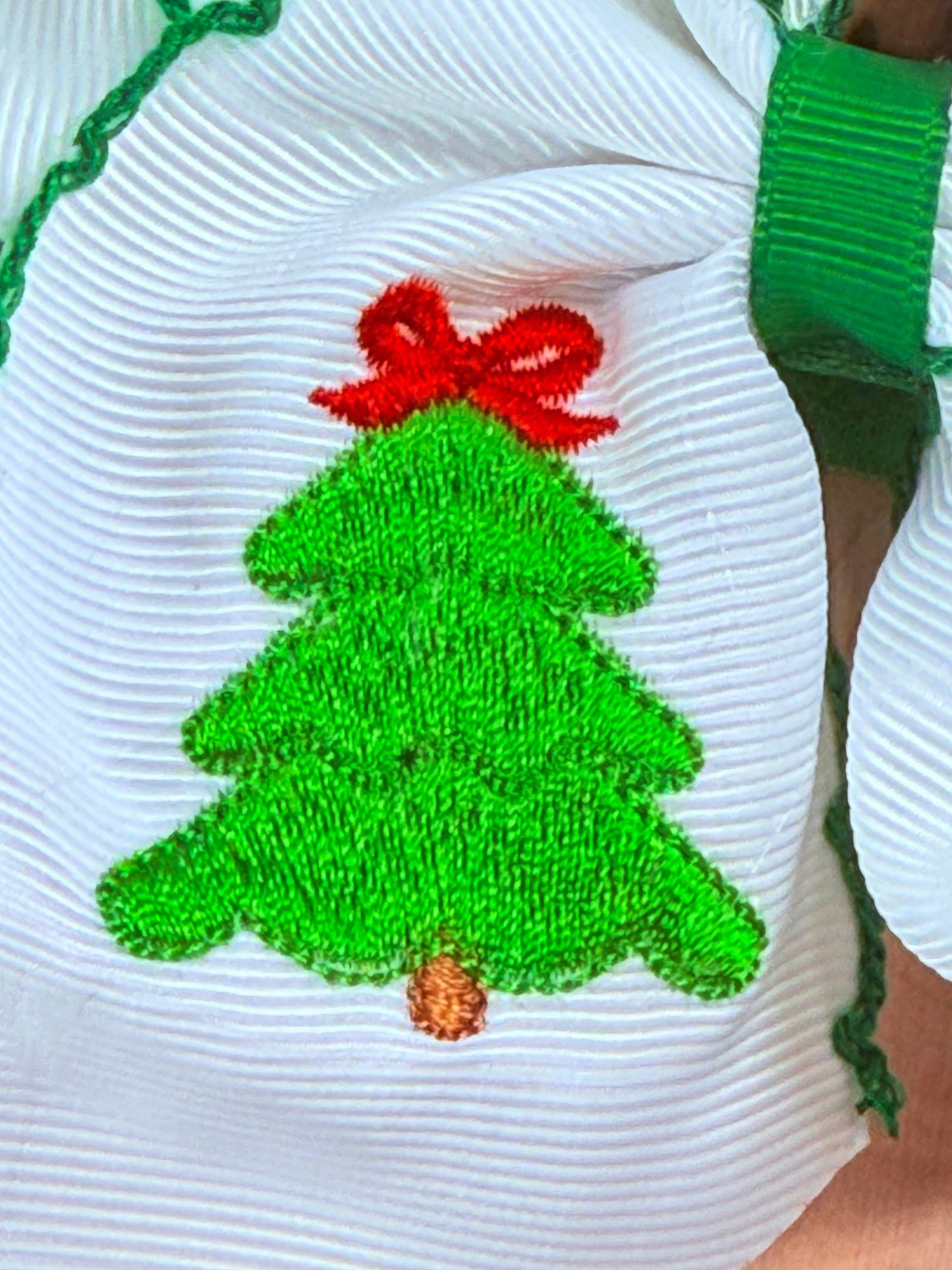 The Hair Bow Company - Christmas Tree Embroidered Moonstitch Bow Headband