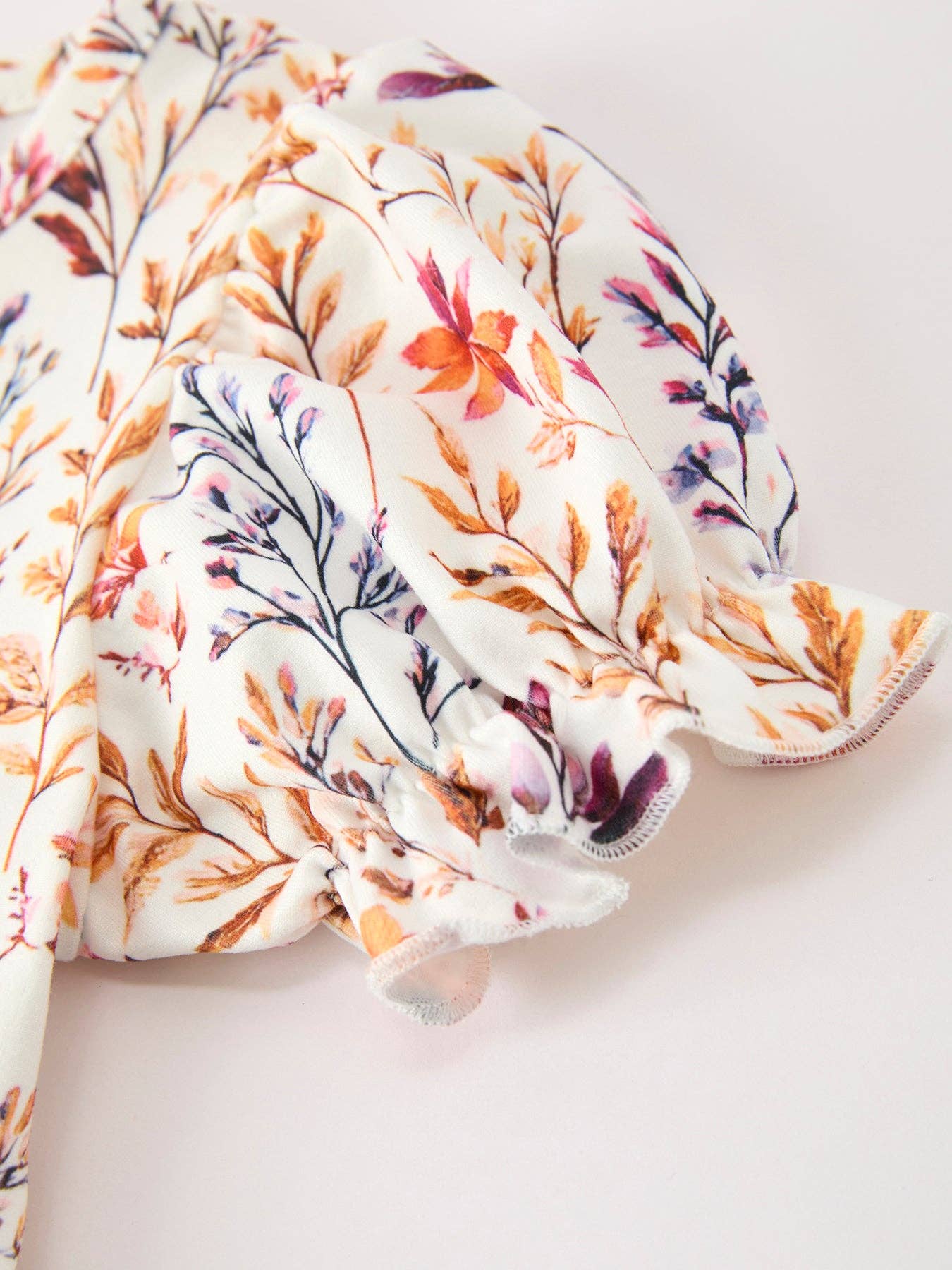 Rylee Faith Designs - Fall Floral Puff Sleeve Ruffle Girls Dress