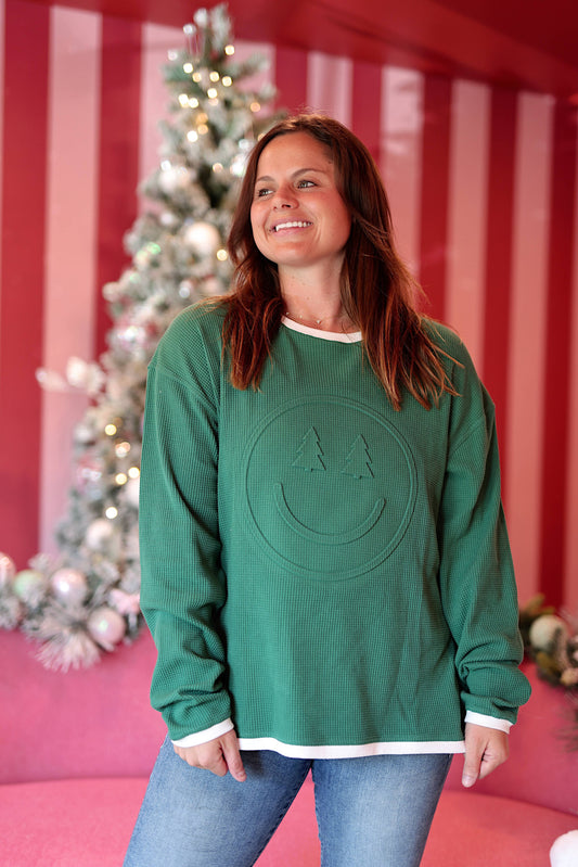 Holiday Happy Trees Embossed- Sweatshirt