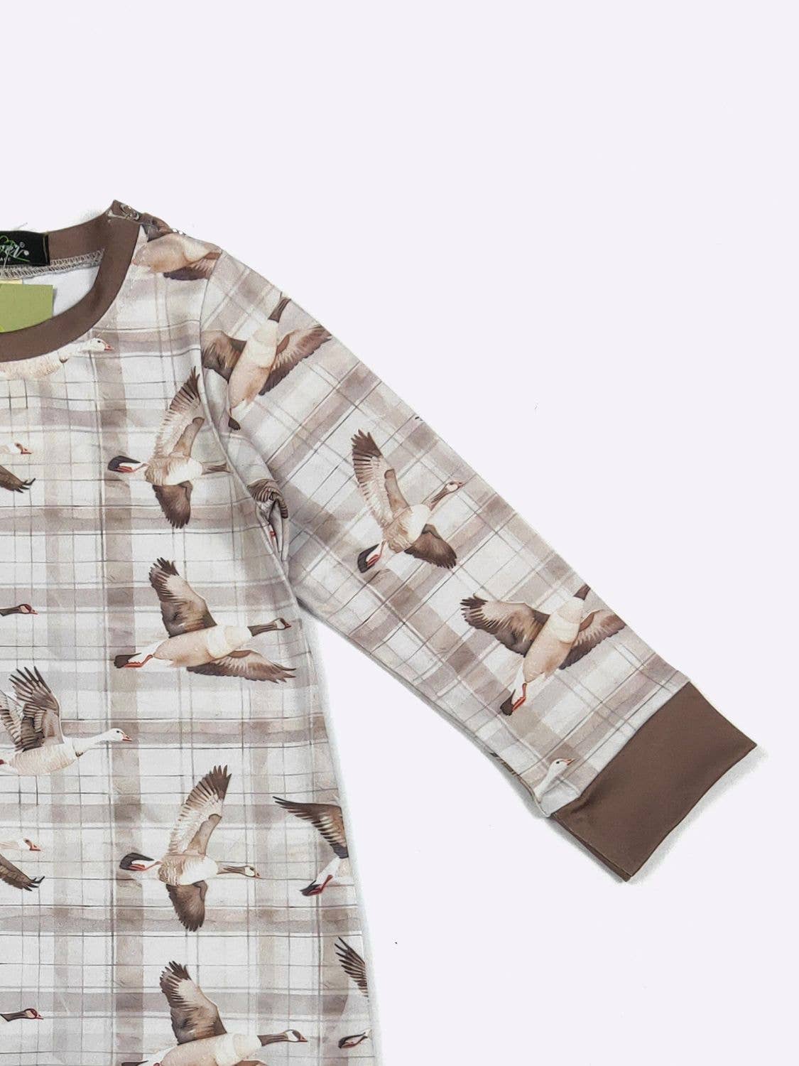 Clover Cottage - Plaid Mallard LS Boy Romper