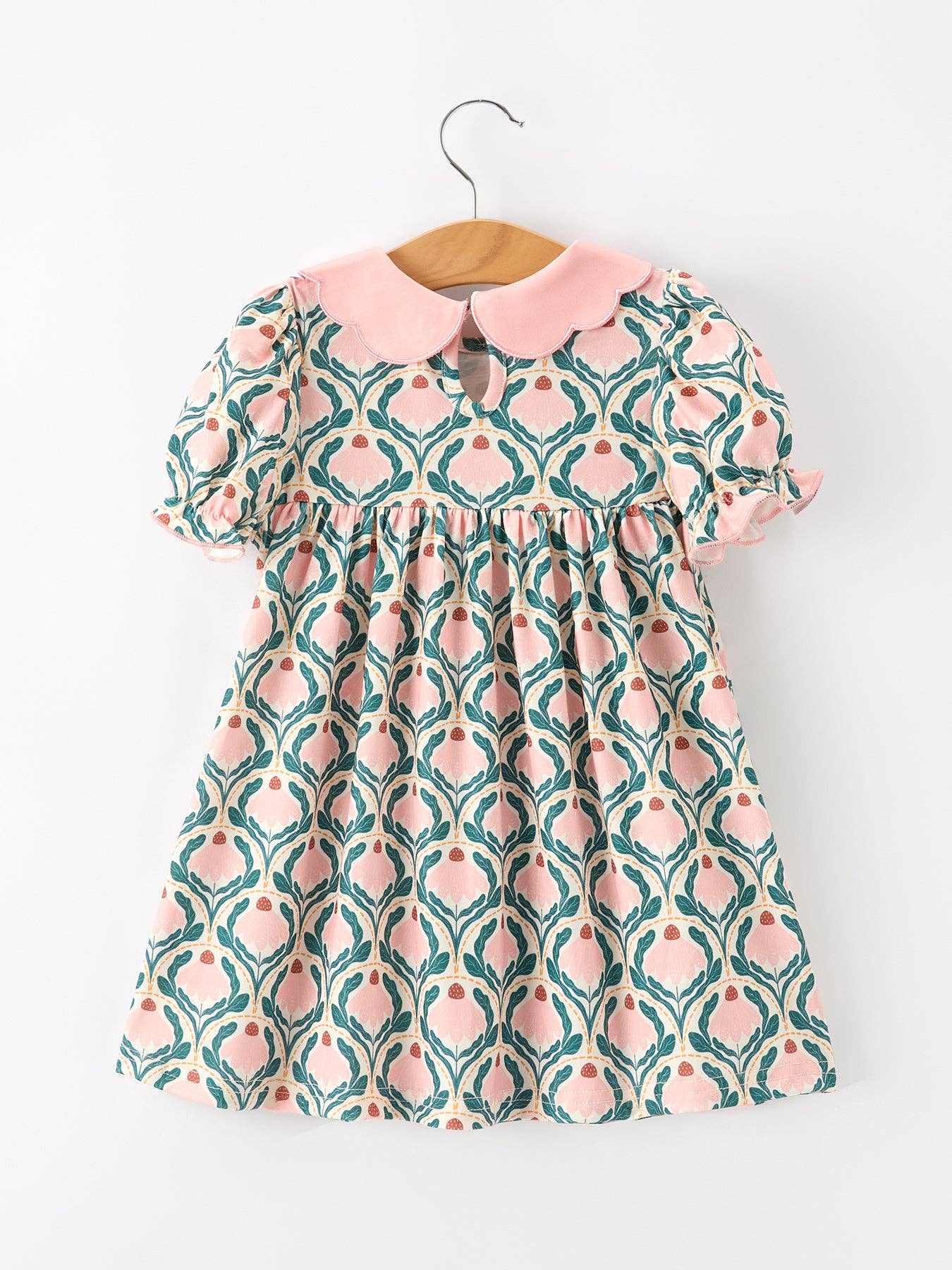 Fall Geometric Floral Girls Dress