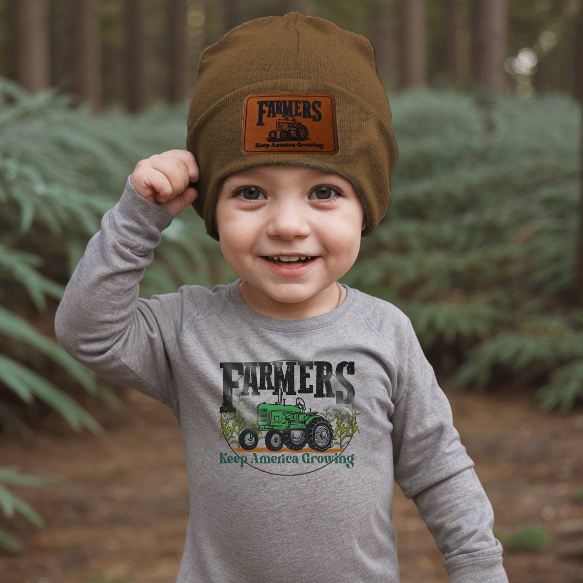 Farmers Growing America Green Tractor Kids Tee