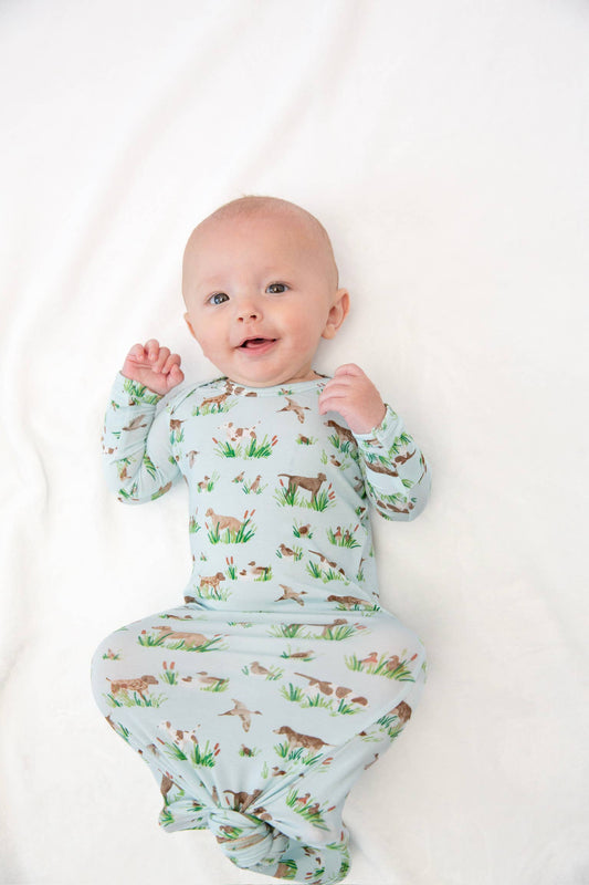 Goosies - Delta Bird Hunting Dogs- Knotted Infant Gown