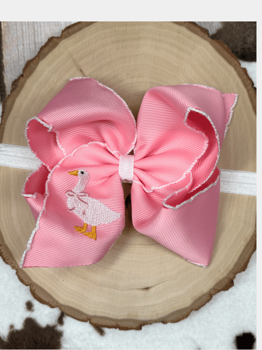 The Hair Bow Company - Duck Duck Goose Moonstitch Hair Bow | Clip or Headband