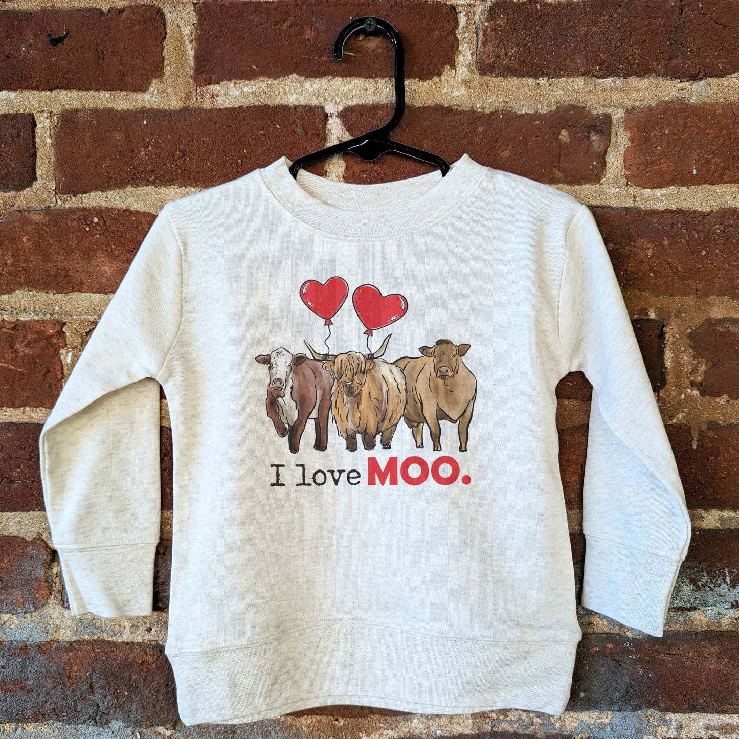 I love moo Country Cow Valentines day Kid Long Sleeve