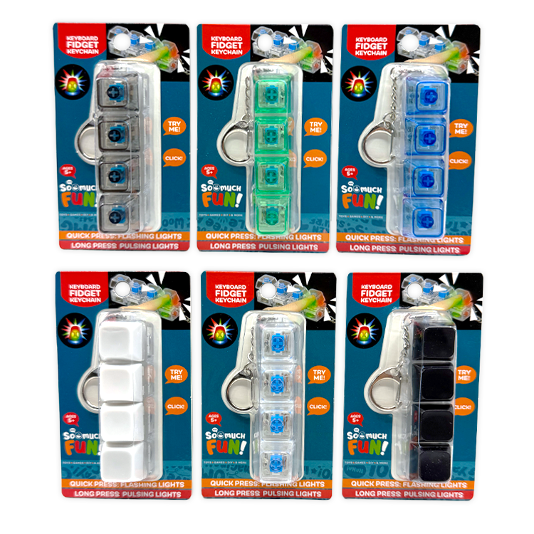 Keyboard Fidget LED Keychain Toy - 12/Display