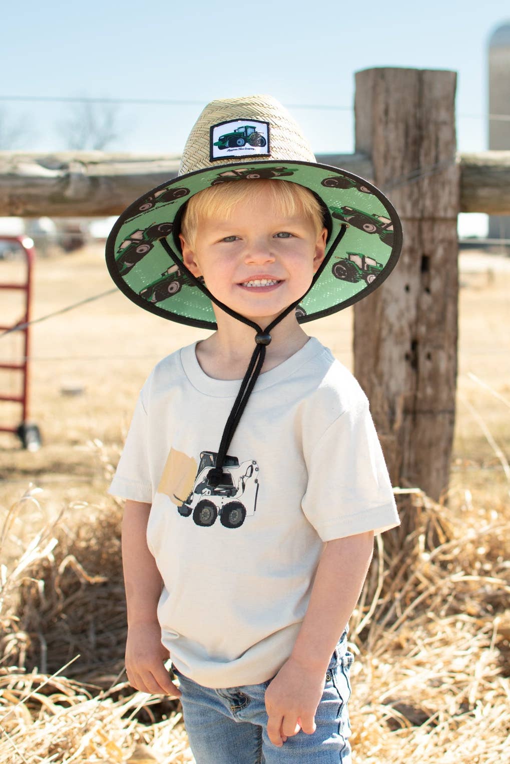 American Farm Company - Summer Green Tractor Kids Straw Hat