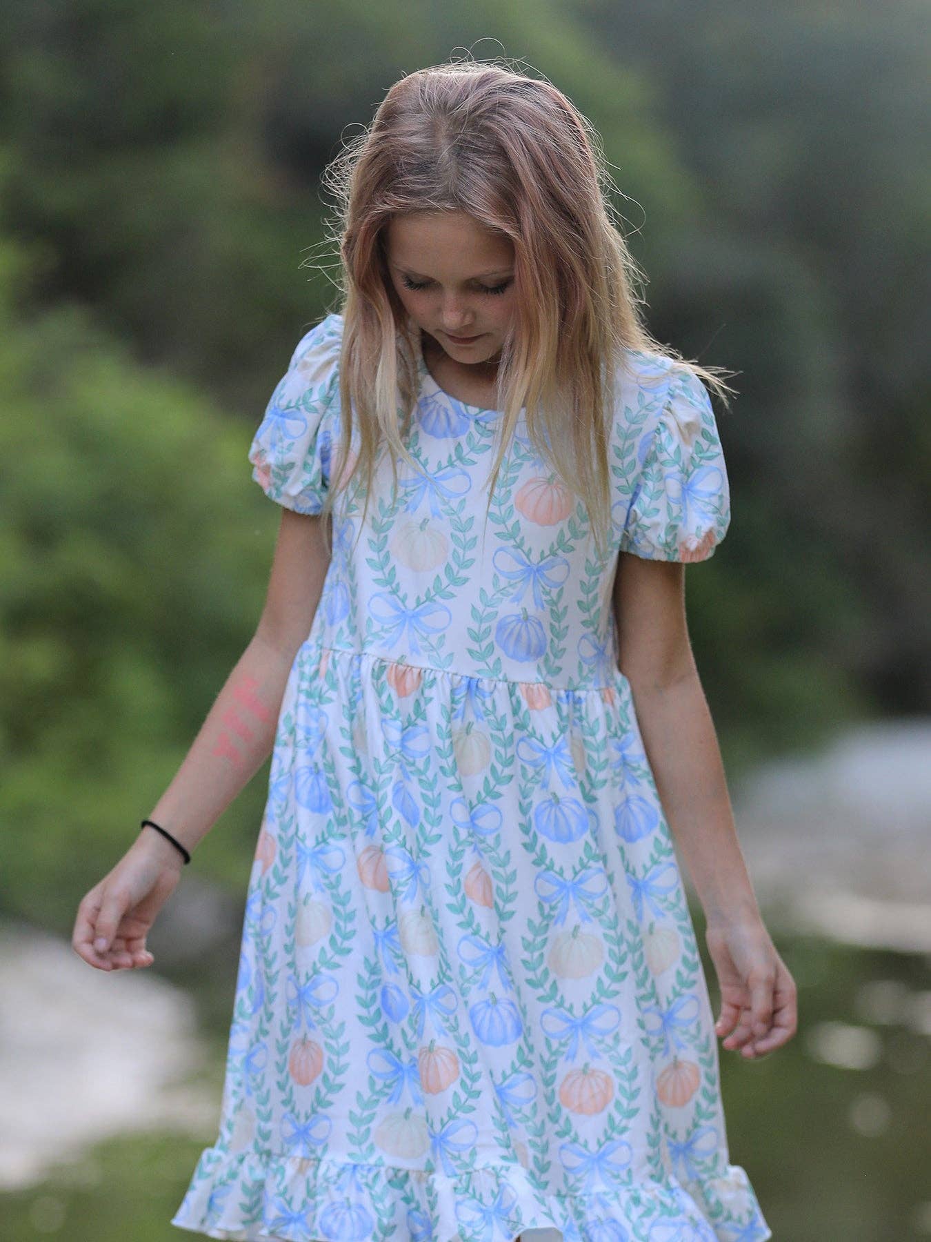 Rylee Faith Designs - Playful Fall Thanksgiving Pumpkin Girls Dress