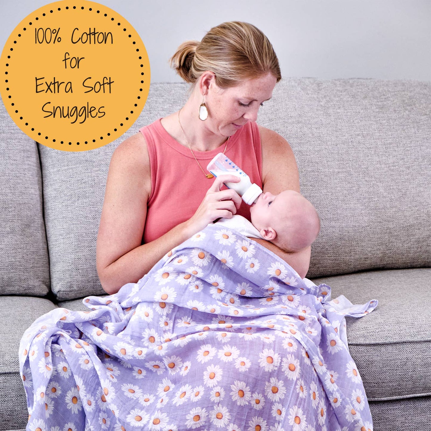 LollyBanks - Beautiful Daisy Baby Swaddle Blanket