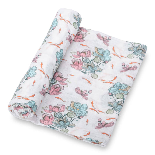 LollyBanks - Little Lotus Bloom Baby Muslin Swaddle Blanket