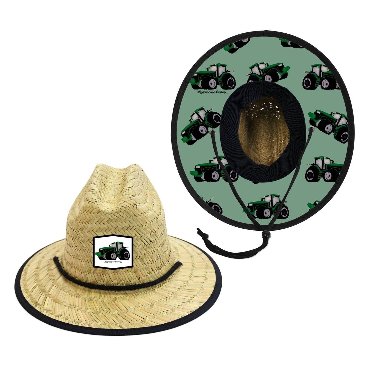 American Farm Company - Summer Green Tractor Kids Straw Hat