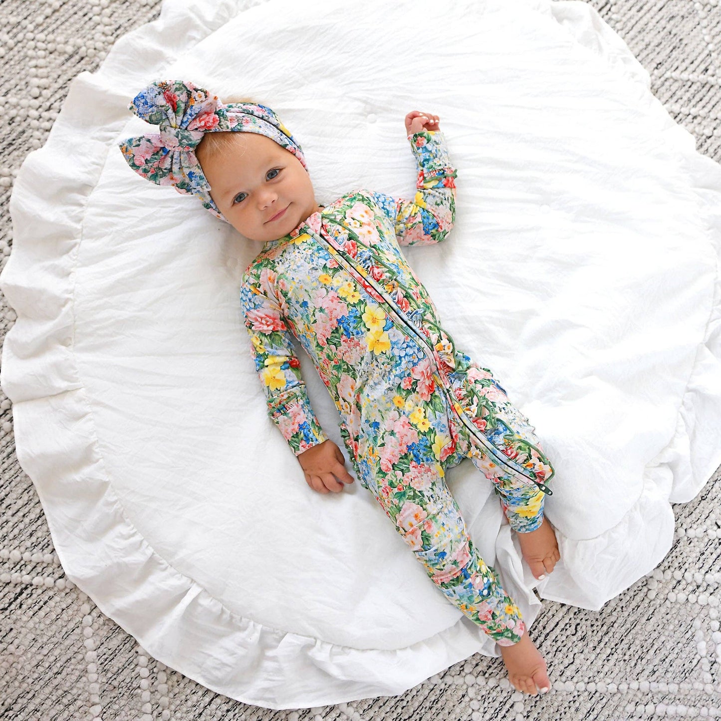 Joanna RUFFLE ZIP Bamboo One Piece Floral Baby Clothing