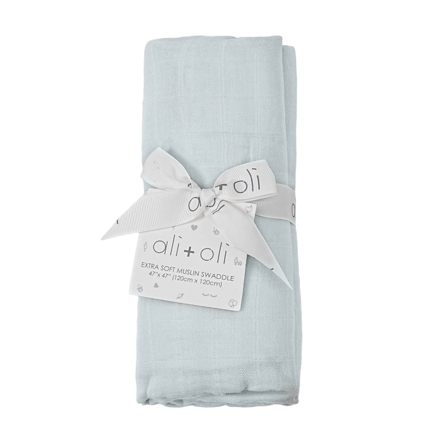 Ali+Oli - Bamboo Muslin Swaddle Blanket (Misty Sky)