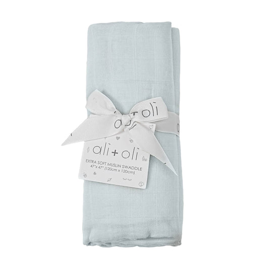 Ali+Oli - Bamboo Muslin Swaddle Blanket (Misty Sky)