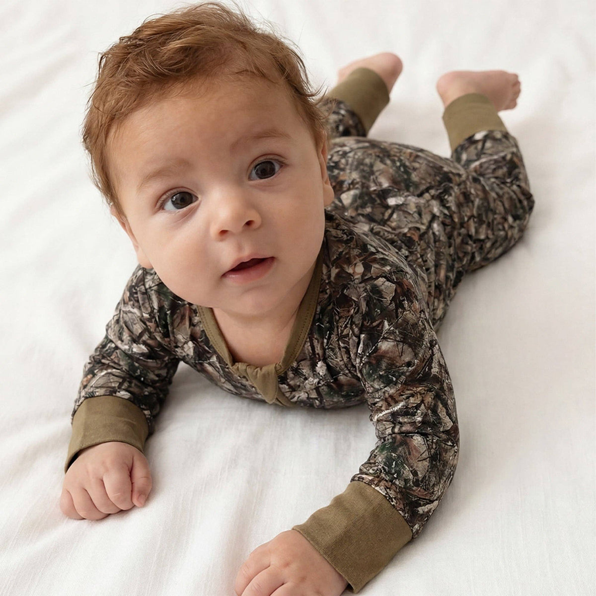 FancyPrince - Retro Leaves Bamboo Zipper Romper Pajamas