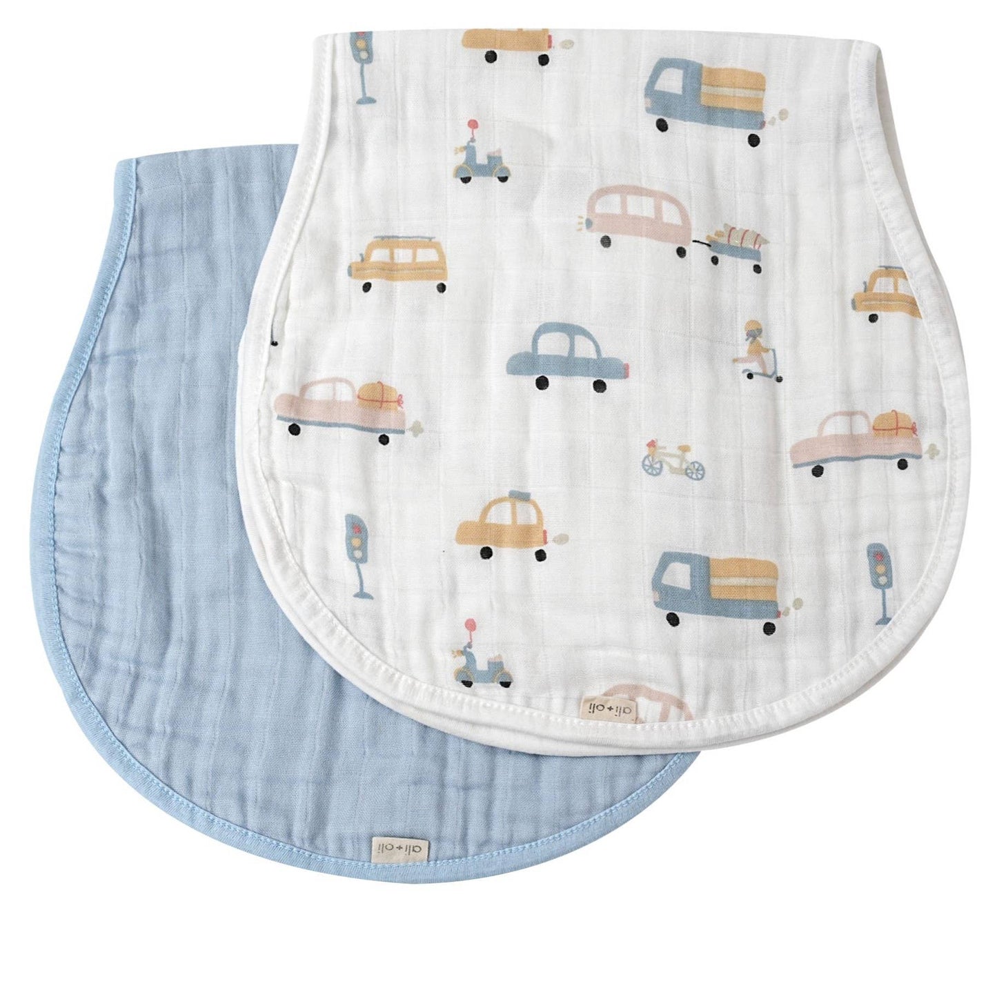 Ali+Oli - Bamboo Muslin Burp Cloth Set 2-Pack (Autos/Blue)