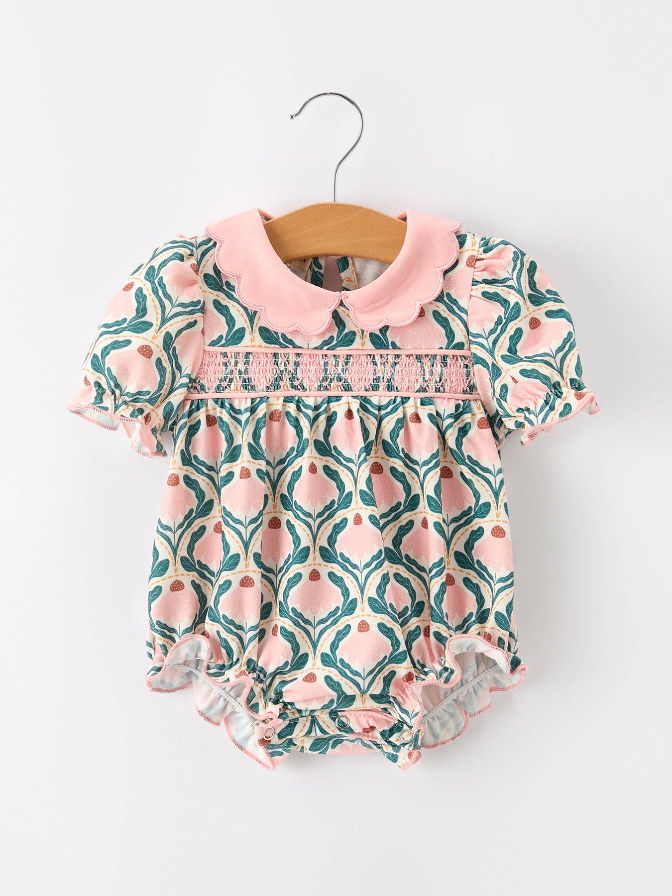 Fall Geometric Floral Baby Romper