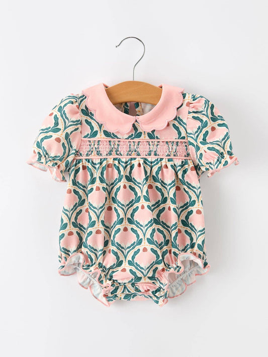 Fall Geometric Floral Baby Romper