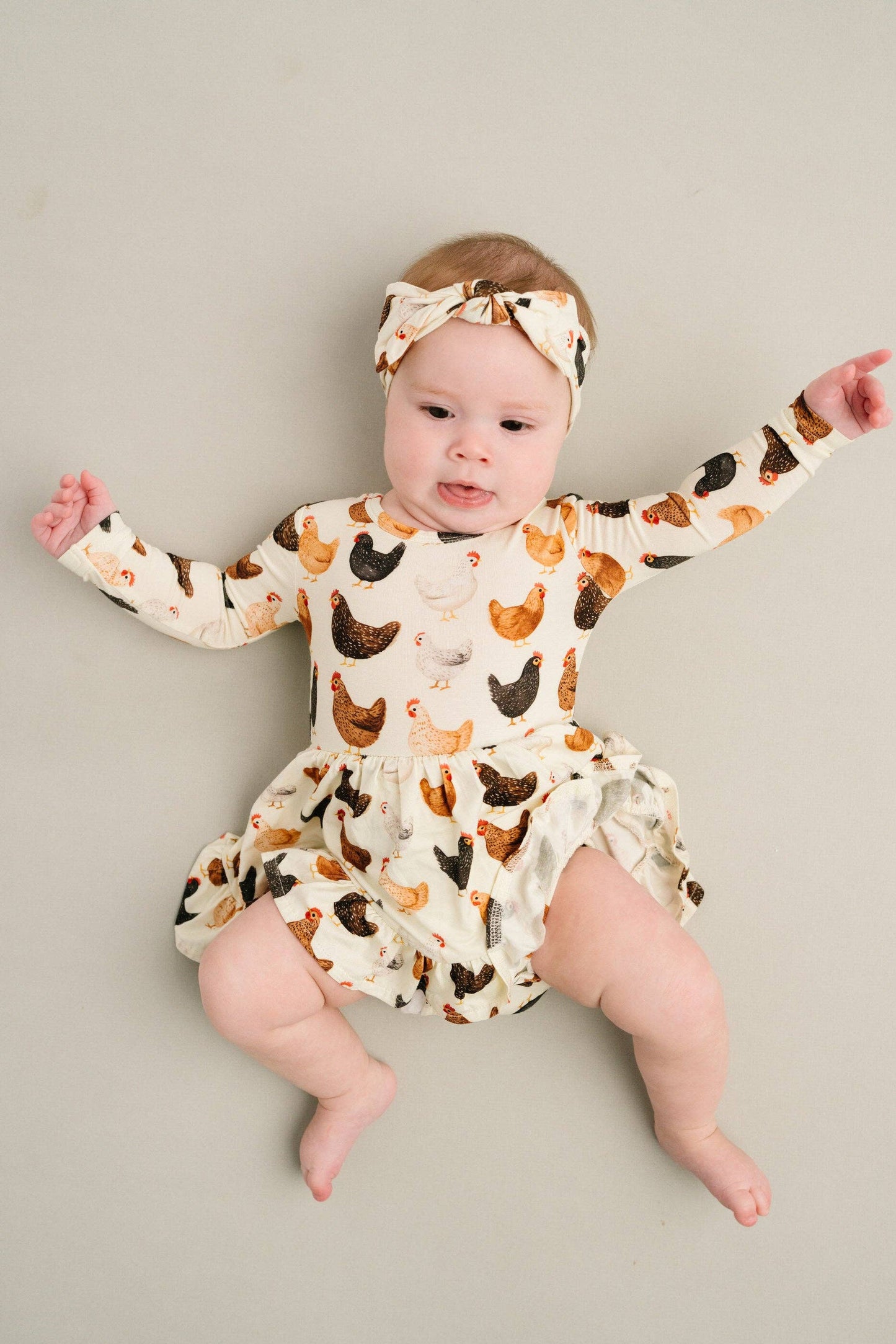 Little One Shop - Backyard Chickens Bodysuit Bamboo Dress