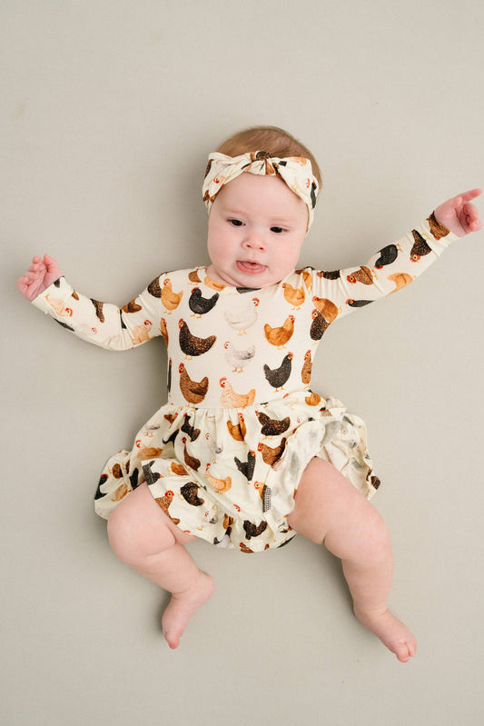 Little One Shop - Backyard Chickens Bodysuit Bamboo Dress