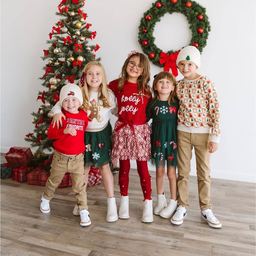 Sweet Wink - Gingerbread Sequin Patch Christmas Sweatshirt Girls Clothes