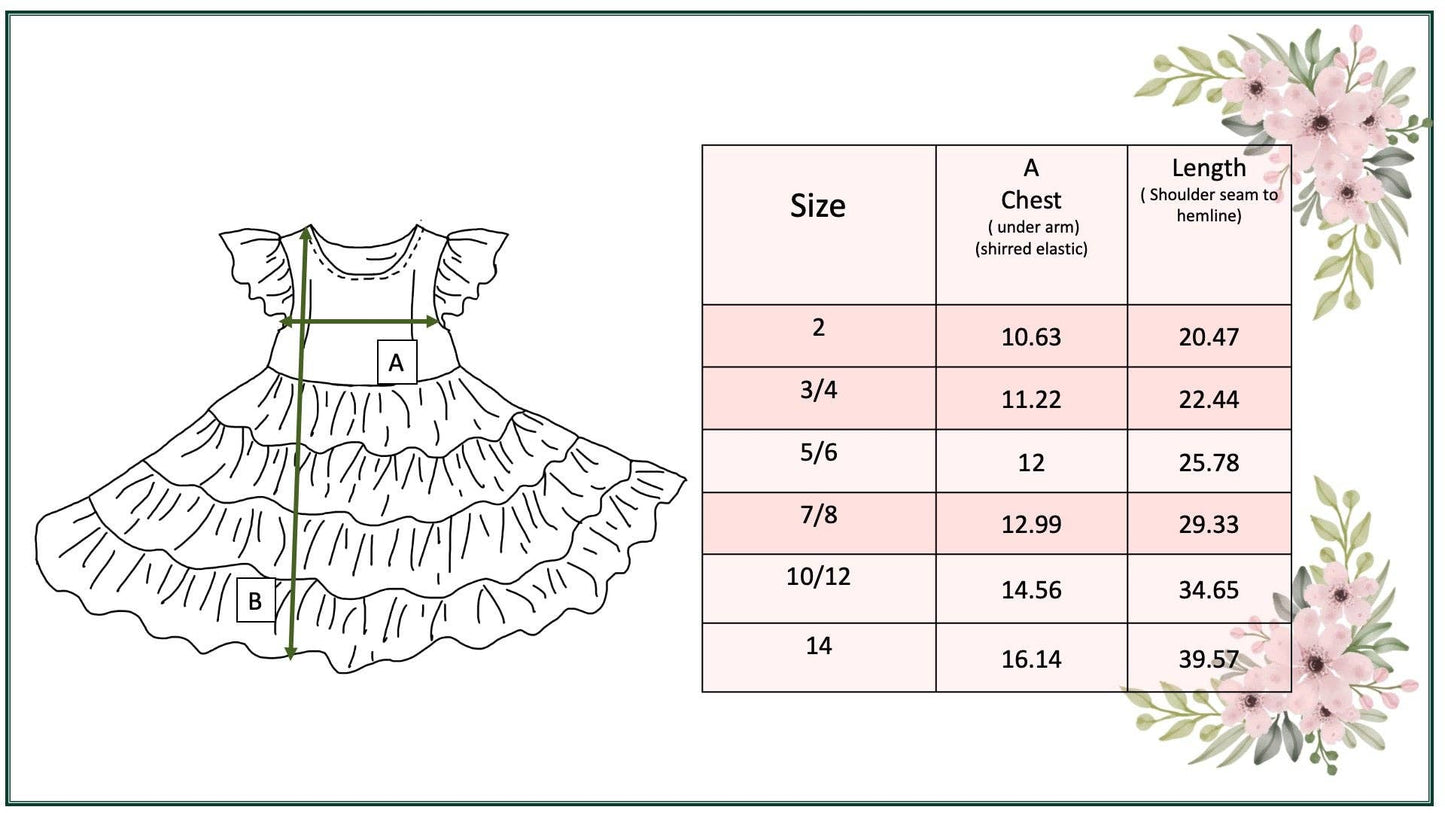 Girls Ava Twirl Lavender Floral Check Spring Tiered Dress