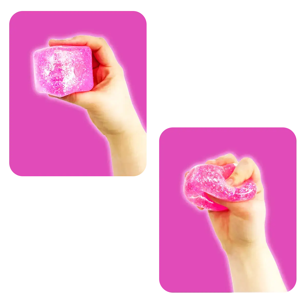 Novelty Brands - Fun Doh Squish & Squeeze Sparkle Cube Fidget Toy- 12/Display