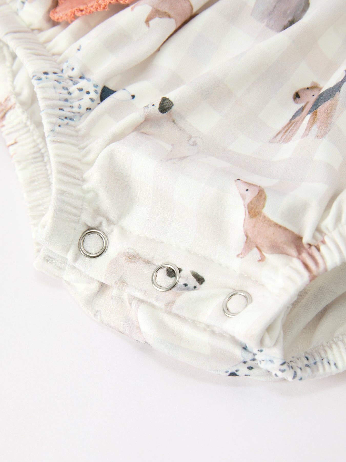 Rylee Faith Designs - Fall Plaid Dog Print Girls Long Sleeve Romper
