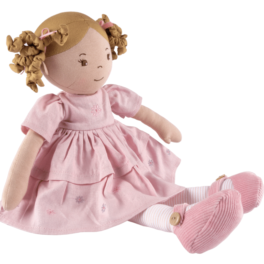 Tikiri Toys LLC - Amelia Lt. Brown Hair Doll in Pink Linen Dress w/Display Box