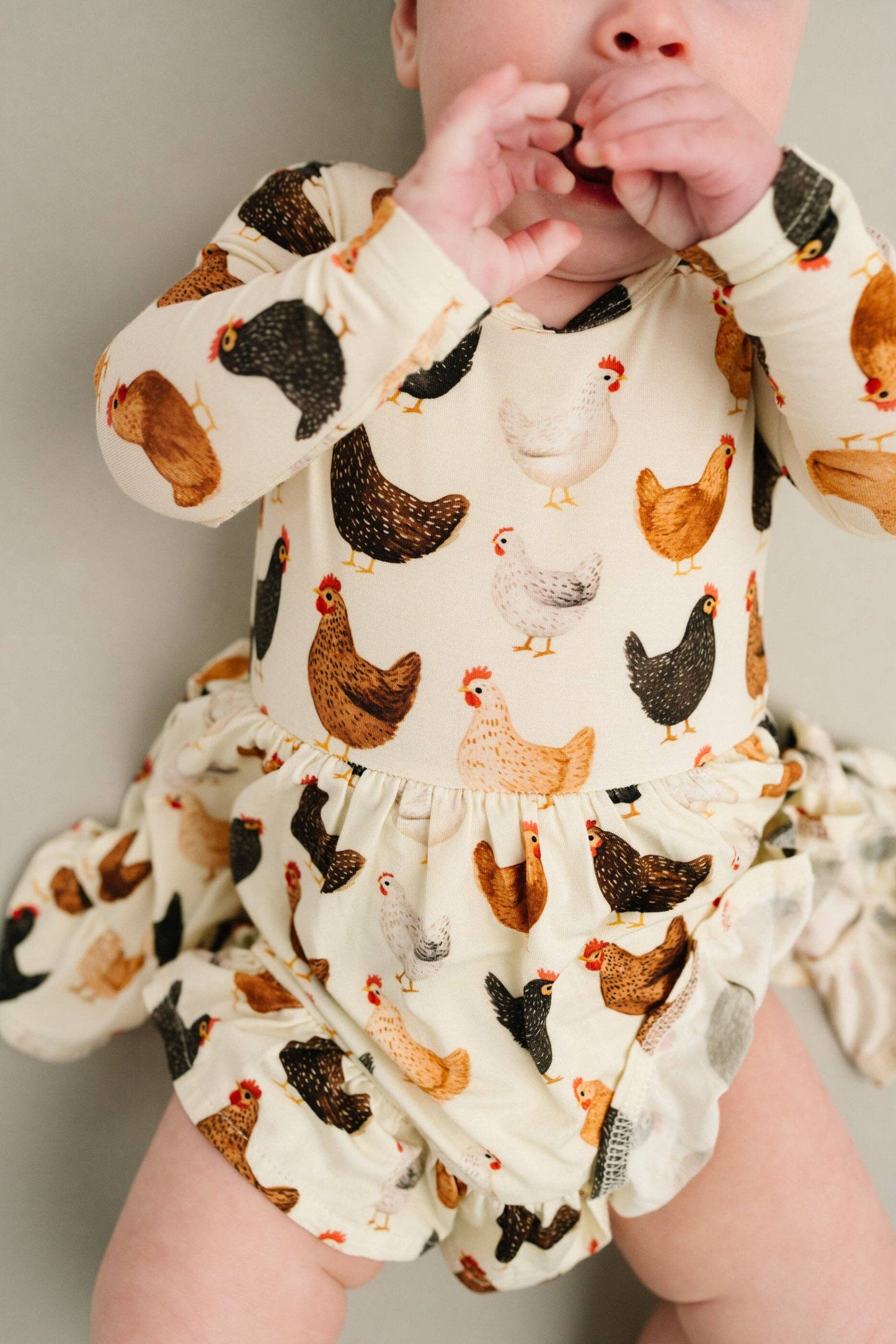 Little One Shop - Backyard Chickens Bodysuit Bamboo Dress