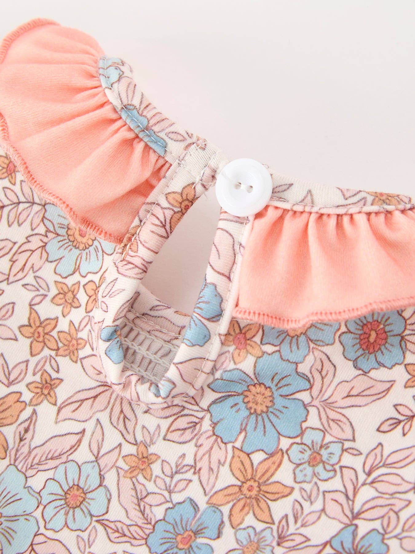 Rylee Faith Designs - Fall Floral Baby Romper Smocked Ruffle Neck Bow