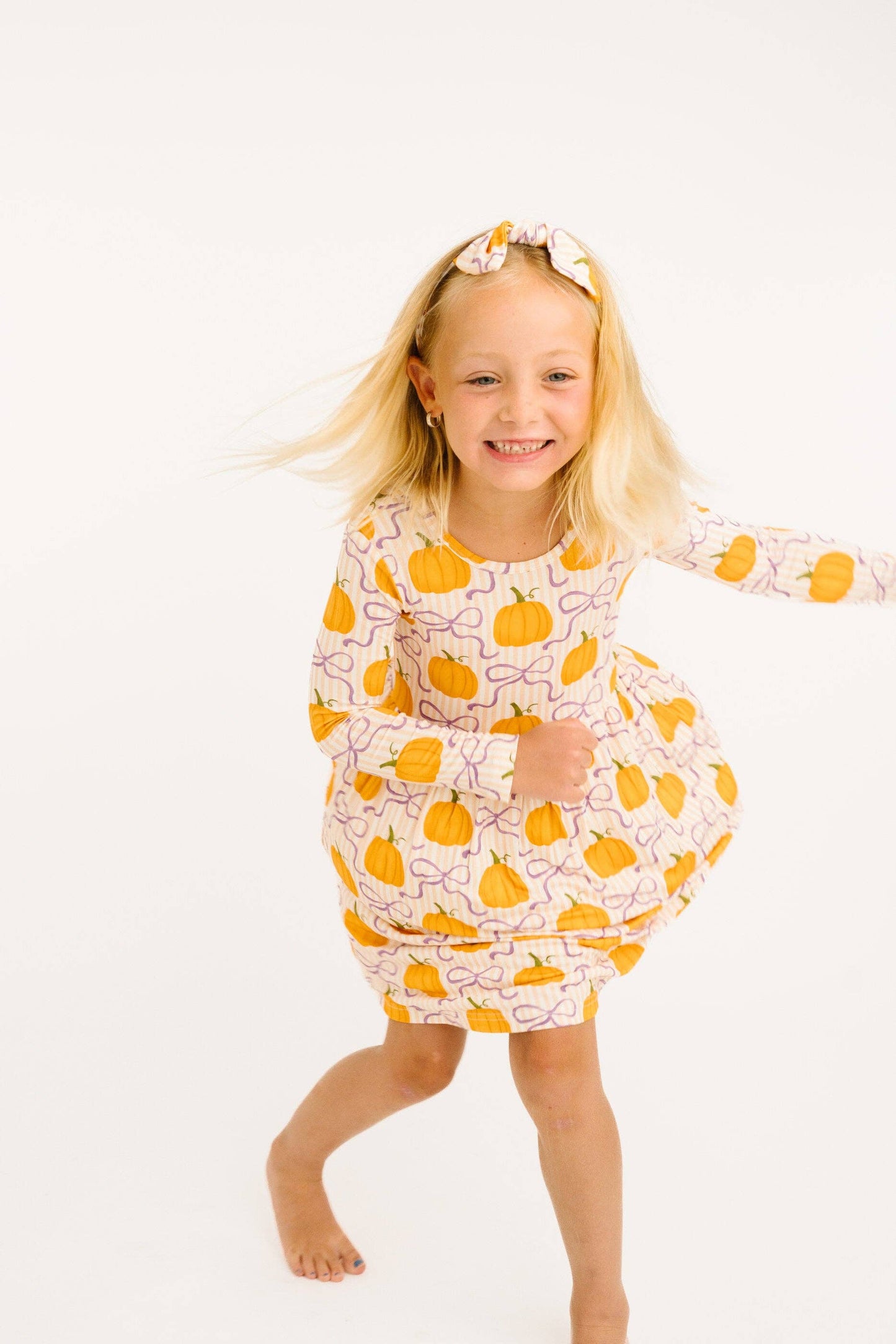 Little One Shop - Pumpkin & Bows Bamboo Dress