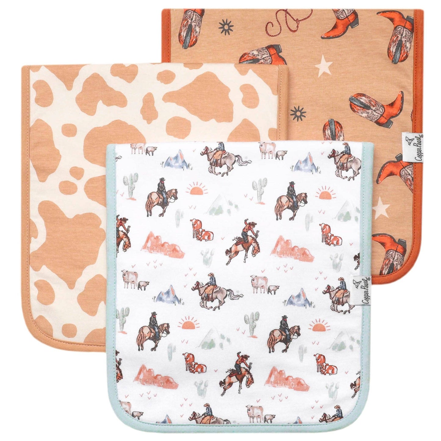 Copper Pearl - 3 Pack Premium Burp Cloths - Boone