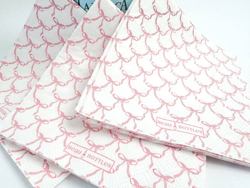 Beau Bottles - Beau Bottles Pink Bow Cocktail Napkins