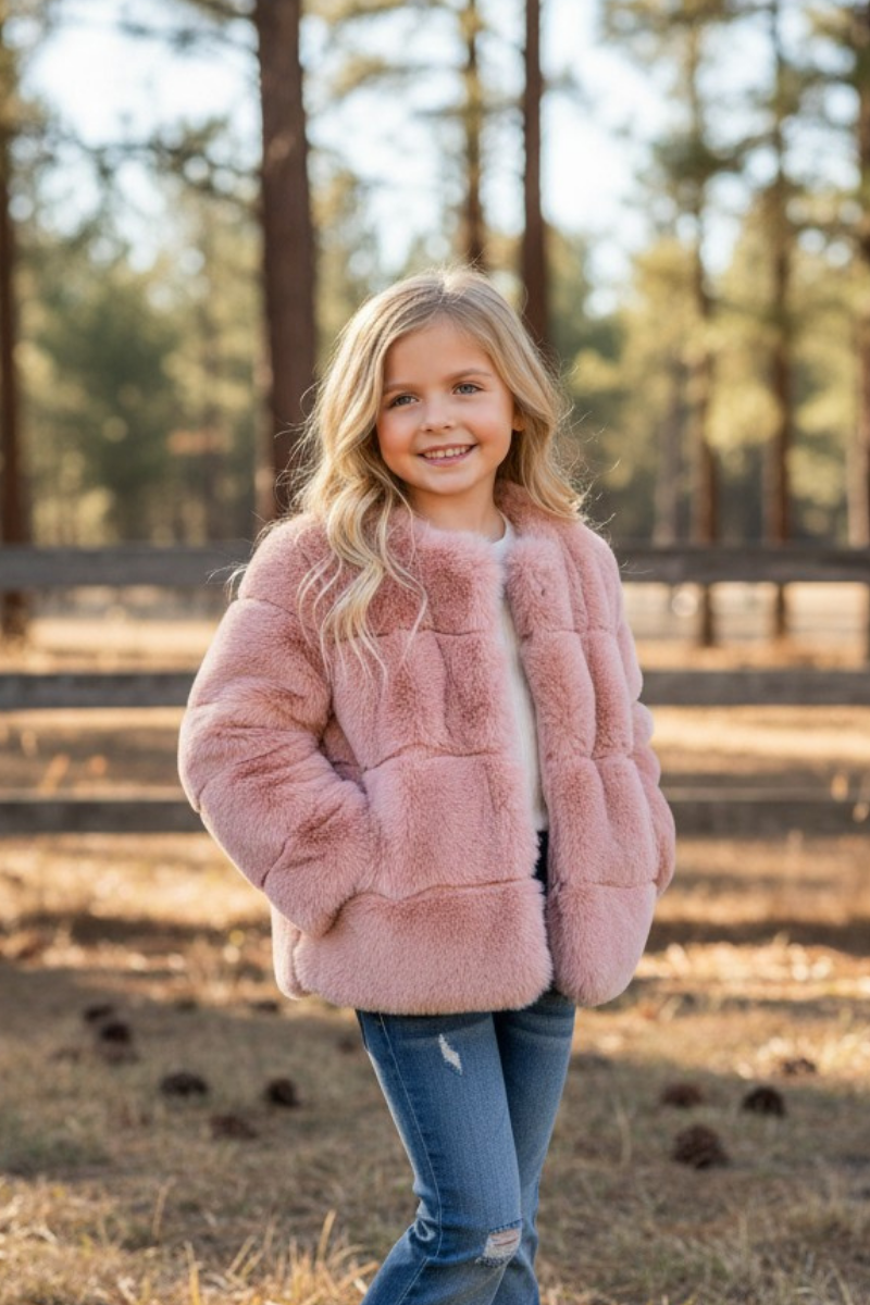 Blush fur puffy jacket