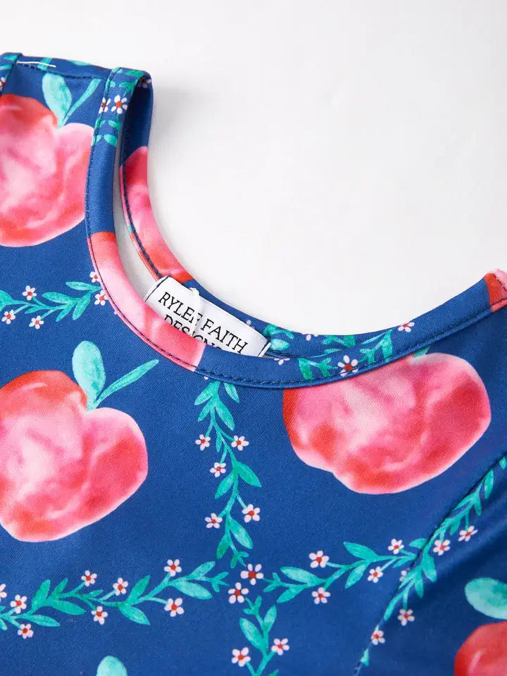 Back to School Leaf Apple Girls Dress