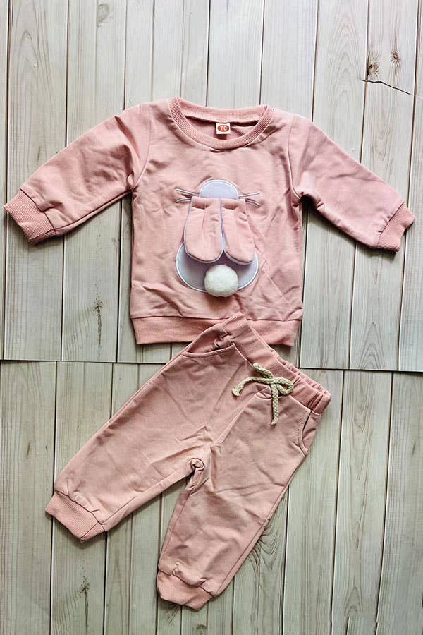 luluclothes - Pink easter bunny long sleeve top & pant girls set 25126M