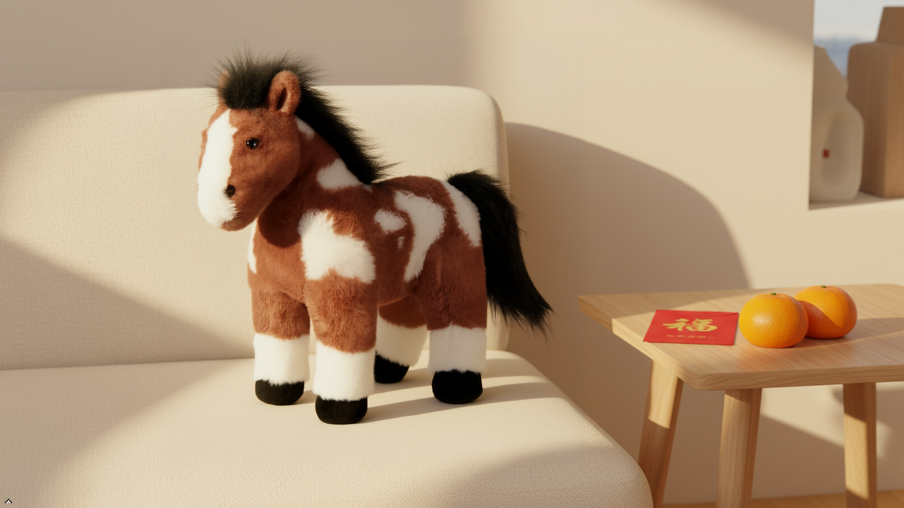 The Petting Zoo - 12" (30cm) Standing Horse Painted / Pinto Farm/Barnyard Animal