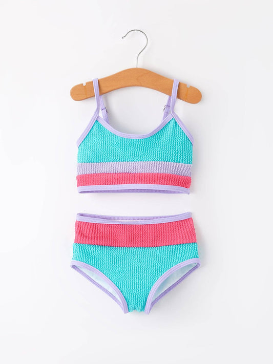 Rylee Faith Designs - "Blue and Red Stripes" Kid's Swimsuit