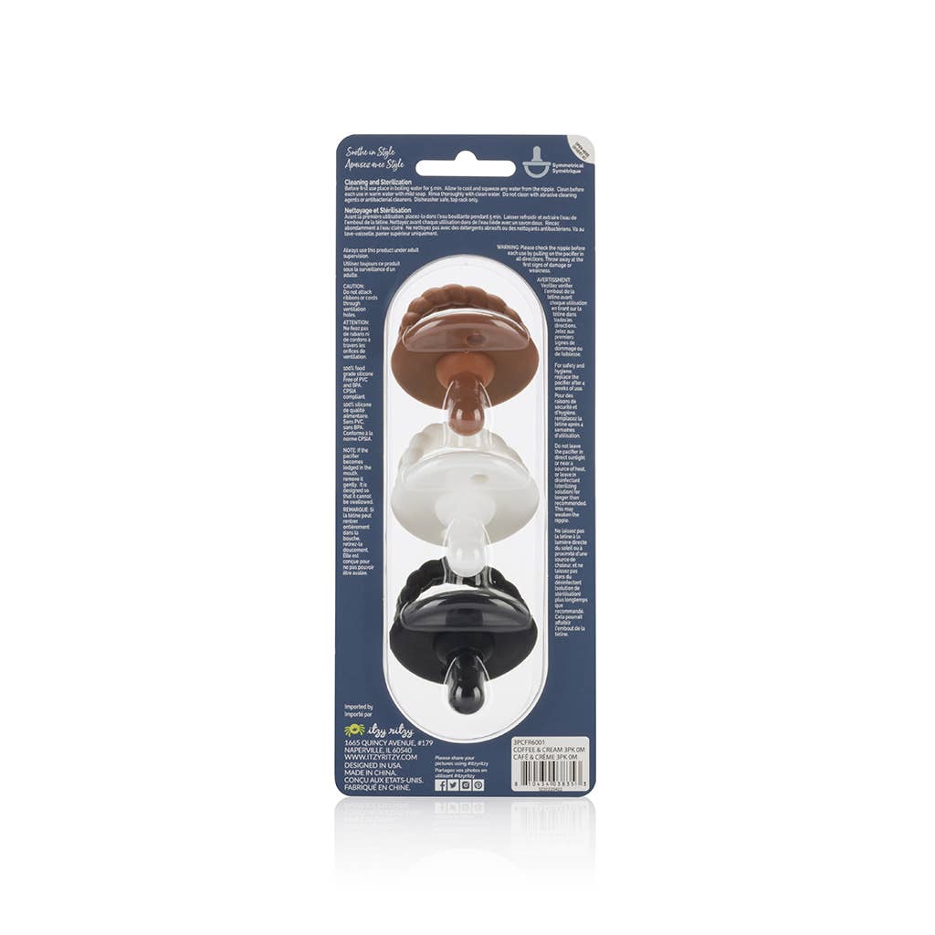 Itzy Ritzy - Sweetie Soother™ Silicone Pacifier Set of 3 Coffee & Cream