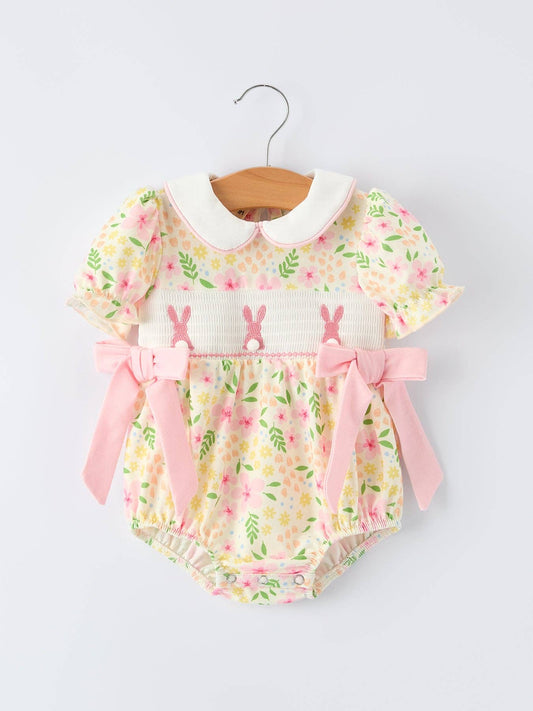 Rylee Faith Designs - Easter Bunny Embroidery Smocking Cute Baby Girl Romper