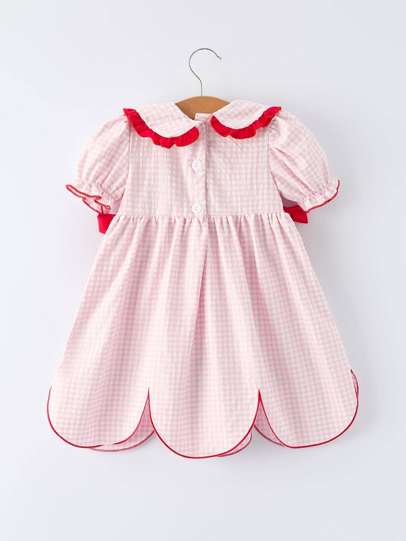 - Girls' Plaid Smocked Strawberry Applique Dress