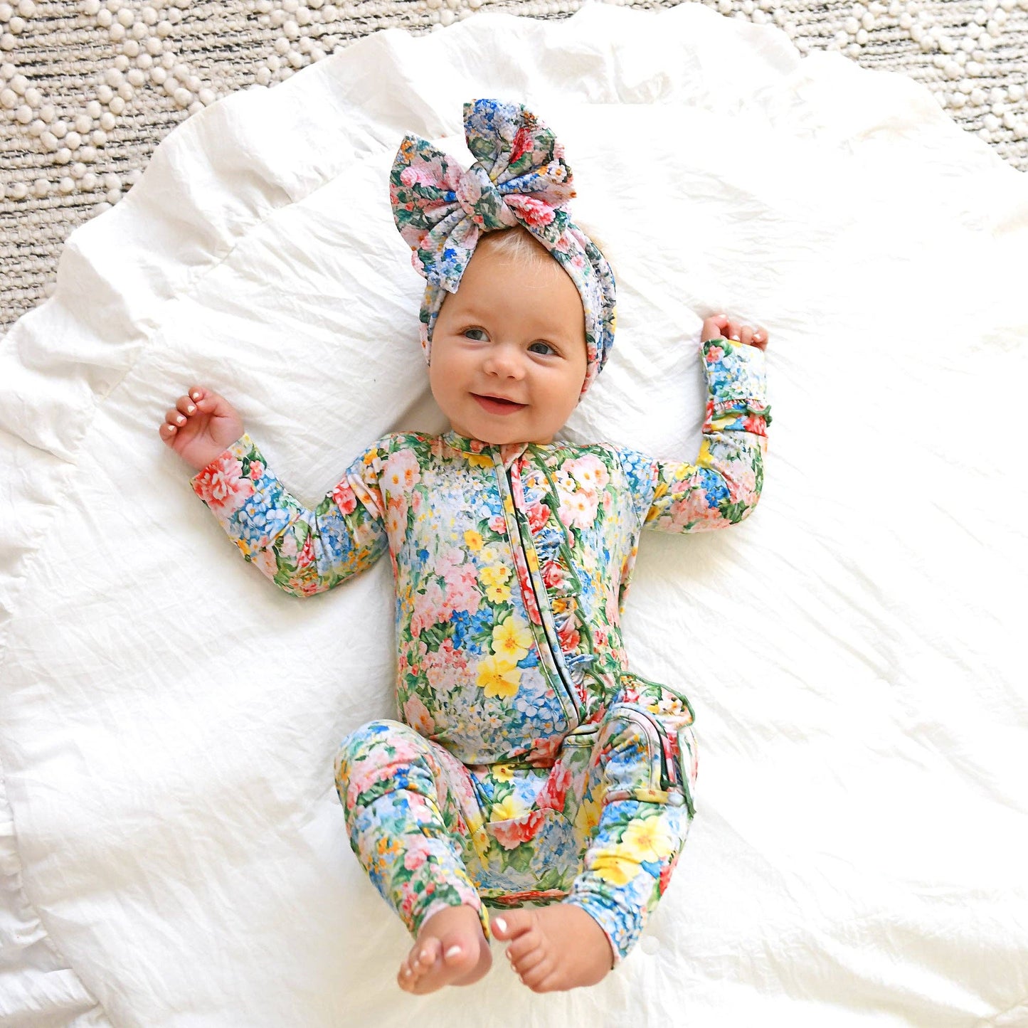 Joanna RUFFLE ZIP Bamboo One Piece Floral Baby Clothing