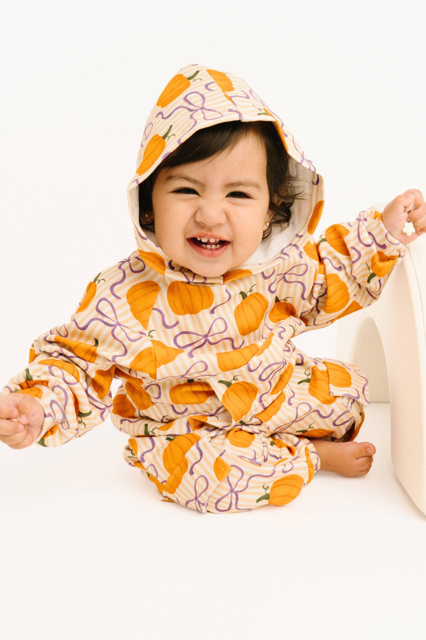 Little One Shop - Pumpkin & Bows Cargo Hoodie Set