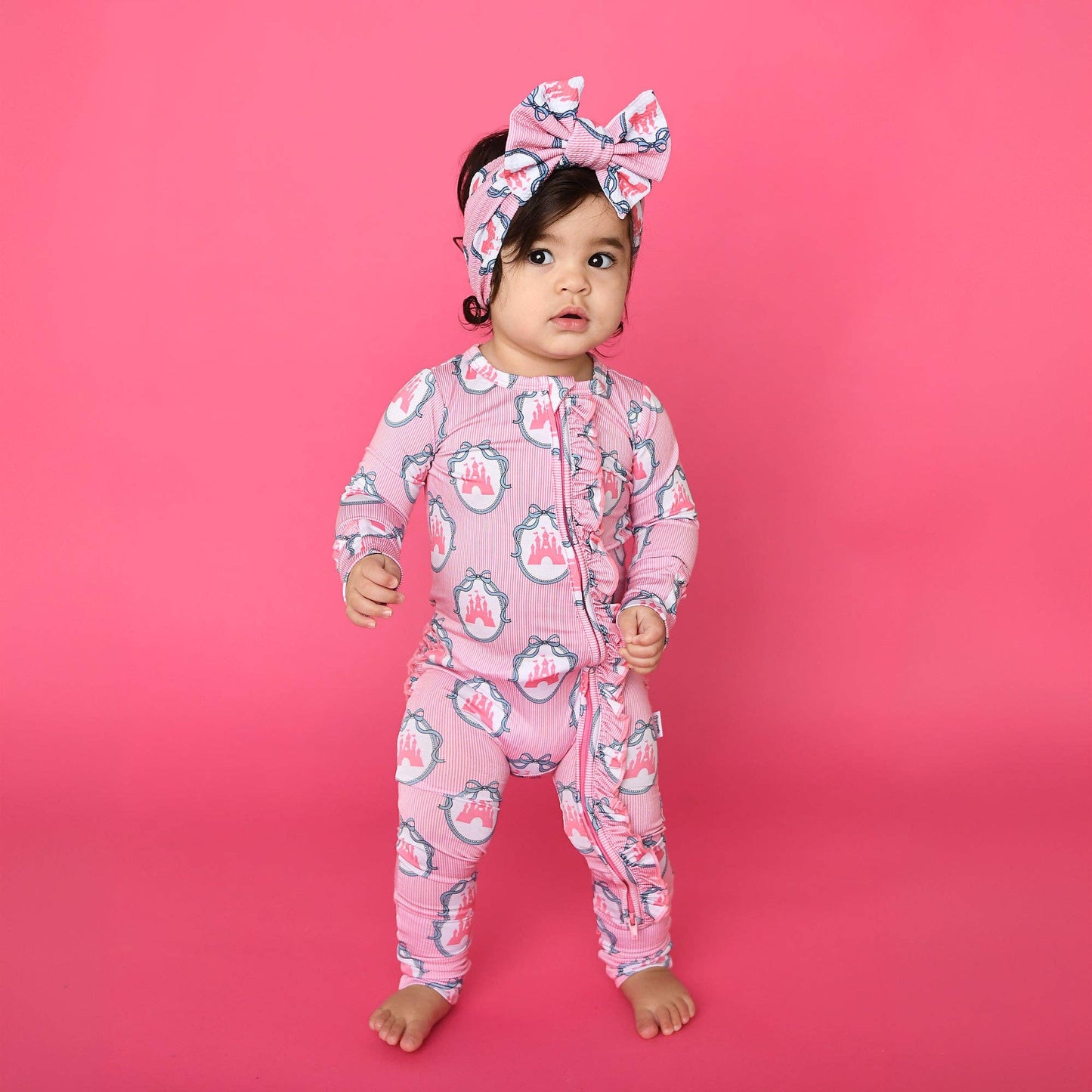 Maeve Castles RUFFLE ZIP Bamboo One Piece Baby Outfit